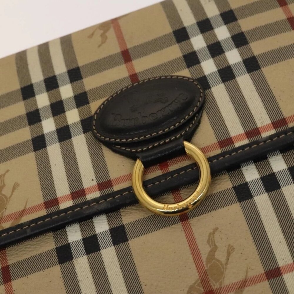 BURBERRY Nova Check Shoulder Bag PVC Beige Gold Auth 136729 - Picture 10 of 15